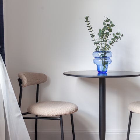 Work from home at the small table