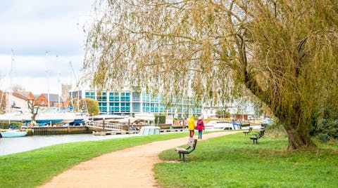 Stroll along the River Stour, less than a ten-minute walk from your apartment