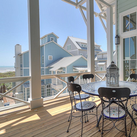 Catch a glimpse of the sea as you tuck into alfresco meals