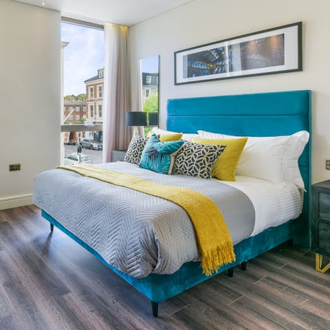 Drift off in the large bedrooms, which are as comfy as they are stylish