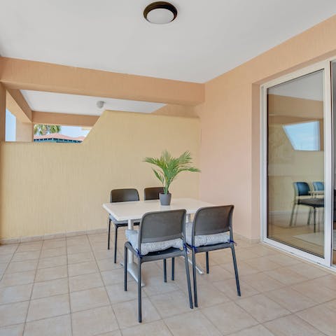 Sit down to a traditional Cypriot breakfast on the balcony