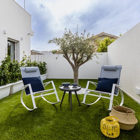 Enjoy your morning coffee or your evening Prosecco in your peaceful sitting area