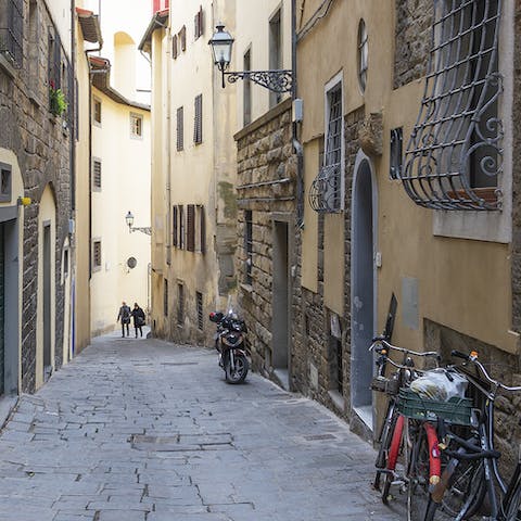 The charming alley outside