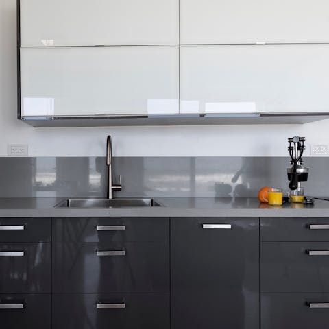 A fully equipped kitchen