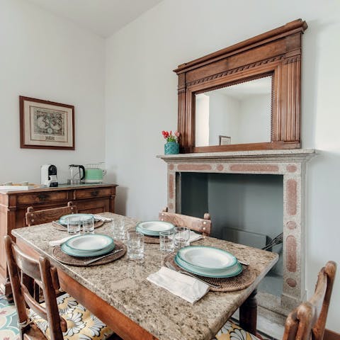 Enjoy a leisurely breakfast at the dining table