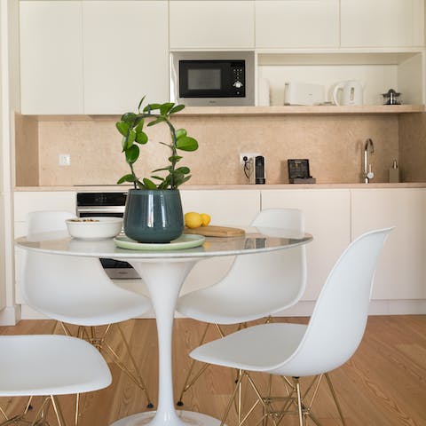 The minimalist dining area