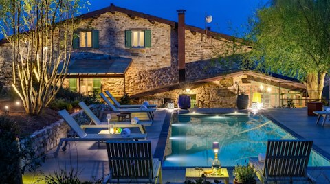 Swim as the last light fades over the Marche hills