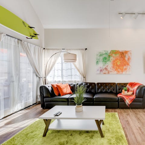 Escape the midday heat in a bright and colourful living space
