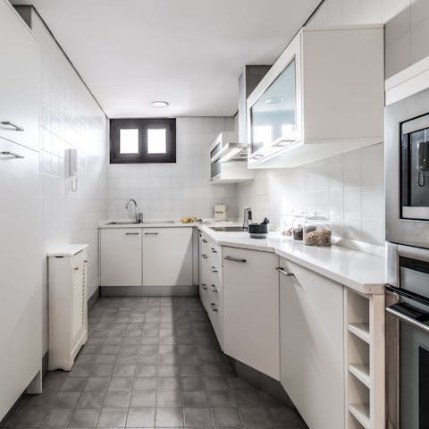 Whip up tapas for dinner in the sleek kitchen