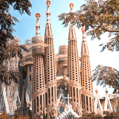 Admire the stunning architecture of La Sagrada Familia – it's a short walk away
