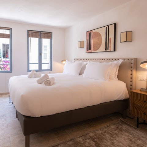 Settle down to a restful sleep in the comfortable bed