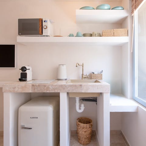 Whip up a hot coffee before your day exploring the Riviera