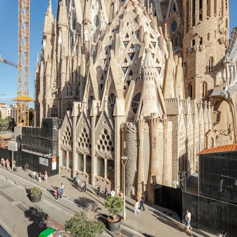 Admire the views of Sagrada Familia from the private balcony