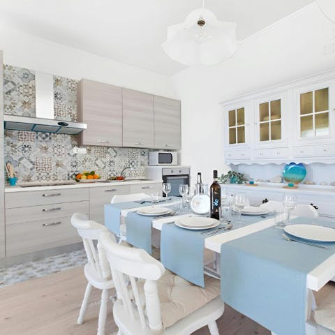 Gather at the kitchen table with loved ones for a home-cooked meal