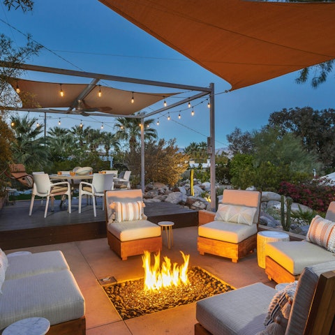 Gather around the fire pit for games and drinks