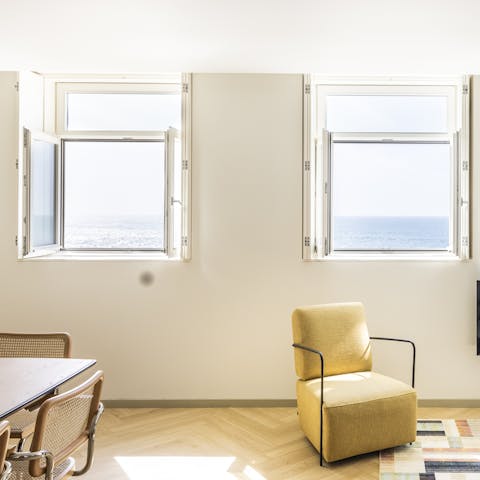 Enjoy living room views of the glittering Atlantic