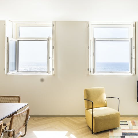 Enjoy living room views of the glittering Atlantic