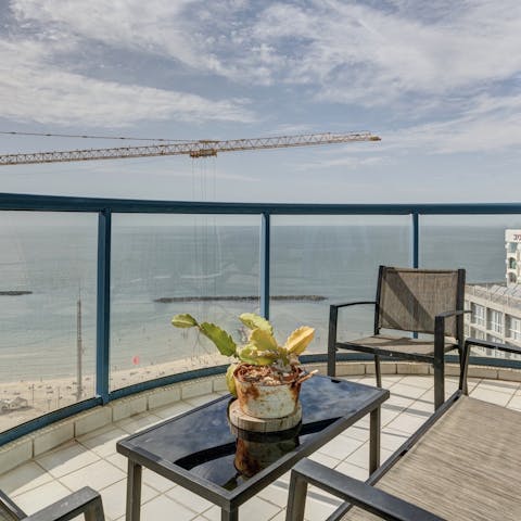 Terrace with beach views