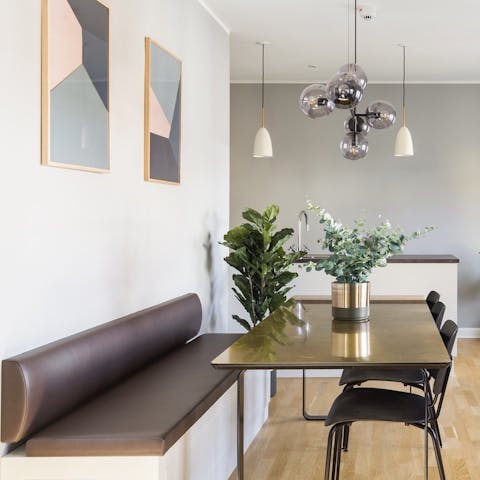 Share a meal or get some work done in the elegant dining area