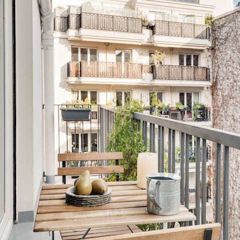 Enjoy a coffee or tea on the small balcony