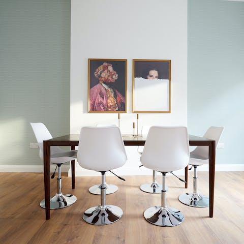 Enjoy a delicious meal around the dining table