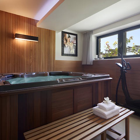 Unwind body and mind in the private jacuzzi