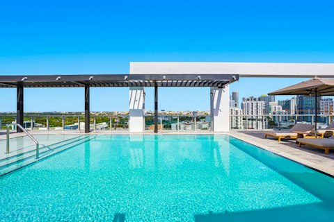 Start your day with a swim in the sunny rooftop pool