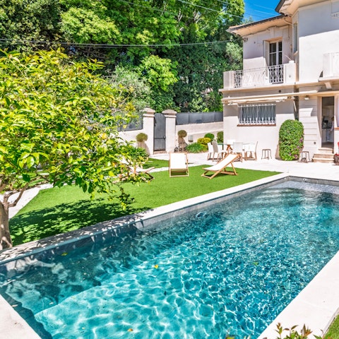 Cool off in the private pool after a day exploring Cannes