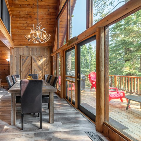 Choose to dine inside or on the deck under the stars