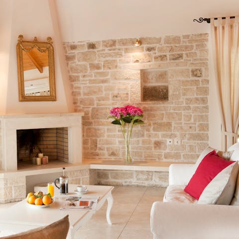 Start the day curled up with morning coffees in the light-filled living space