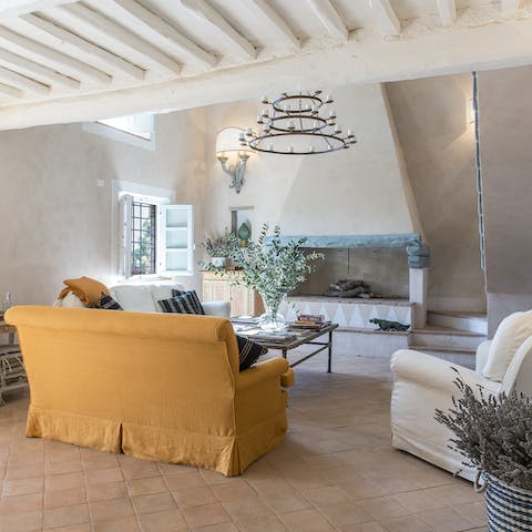 Kick back and relax in the elegant, bright living room
