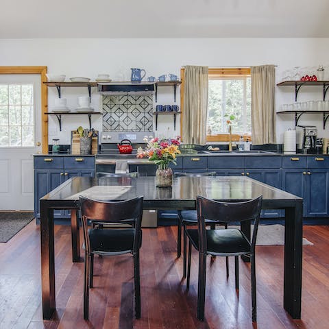 Gather for family meals in the stylish kitchen-diner