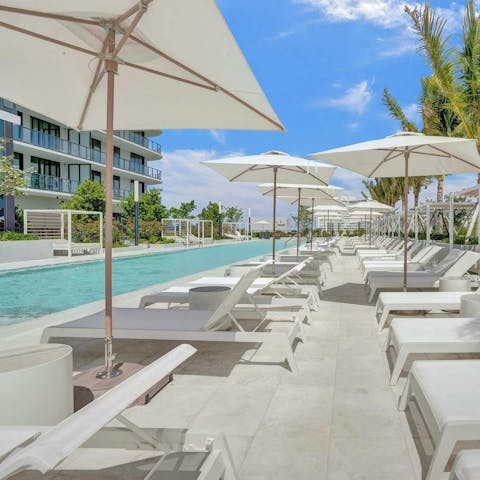 Relax in the Florida sunshine next to the shared pool