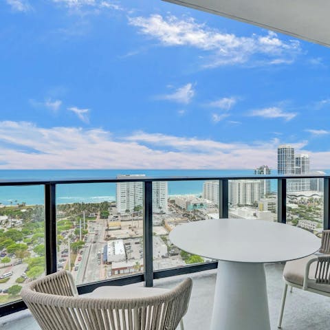 Admire the fantastic views over the Atlantic Ocean from the balcony