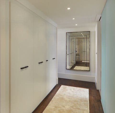 A walk-in wardrobe