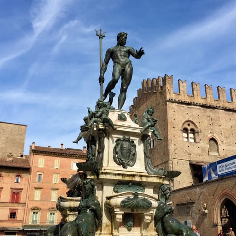 Take a seven-minute stroll to the Piazza Maggiore and Fountain of Neptune