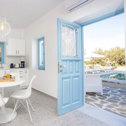Sit in air-conditioned comfort or open up the home to gentle sea breezes