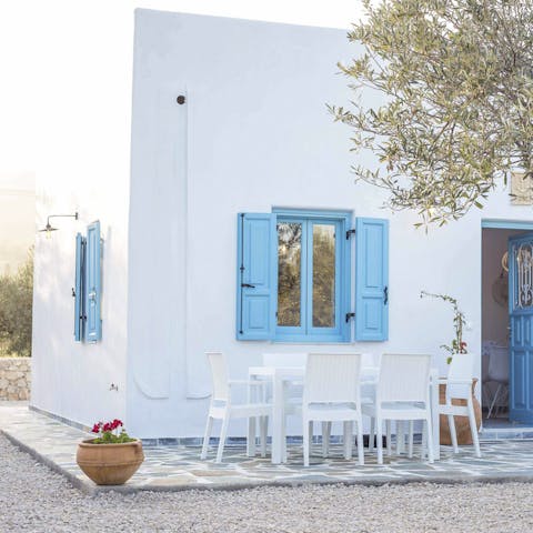 Enjoy a home-cooked meal and a game of cards on the terrace