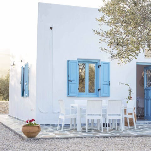 Enjoy a home-cooked meal and a game of cards on the terrace