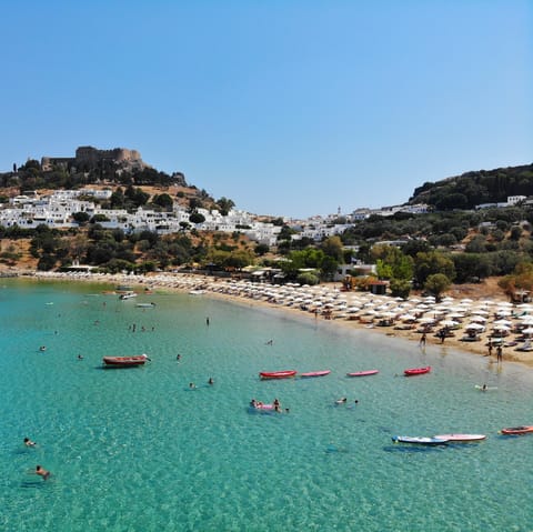 Swim or snorkel in the turquoise waters of the Mediterranean Sea