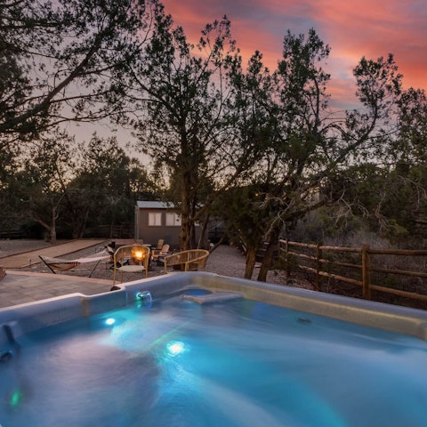 Relax in the hot tub at twilight and watch the stars appear