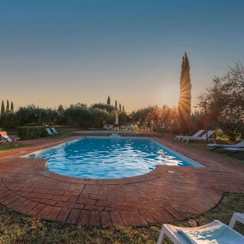 Enjoy a sunset swim in one of two private pools