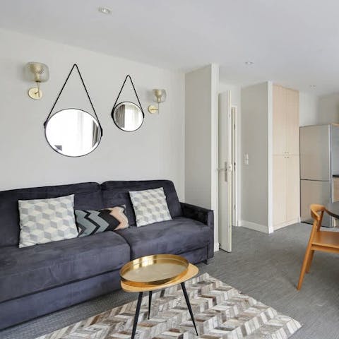 Relax on the sofa with a glass of Champagne