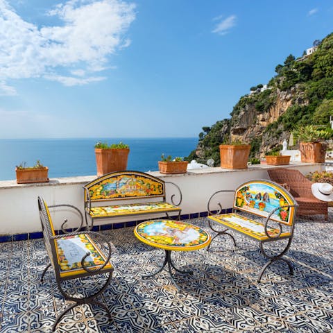 Soak up views of the Amalfi Coast as you relax on the terrace