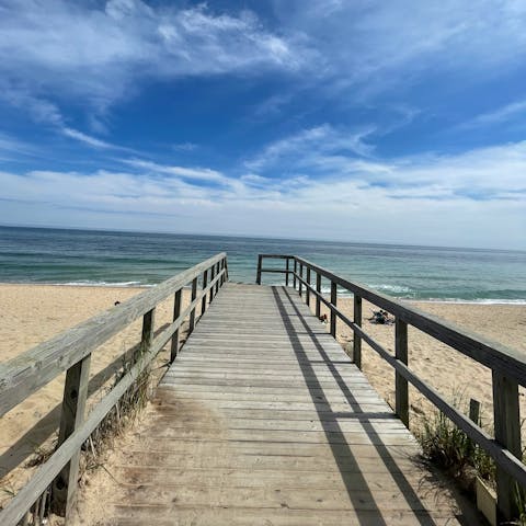 Sprawl out on the sandy beach, within walking distance