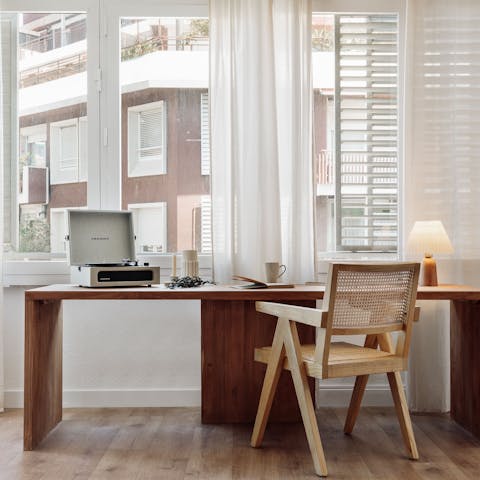 Settle at the desk for a spot of remote working