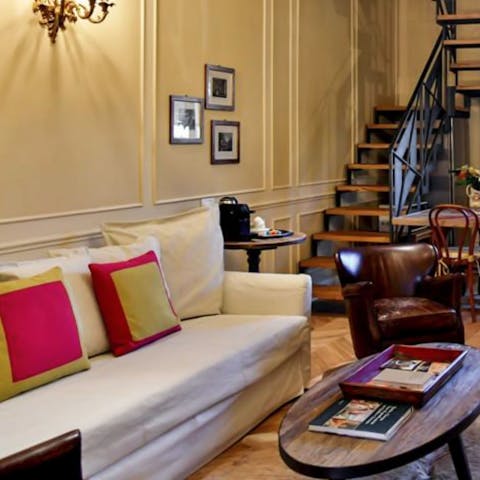 Snuggle up in the cosy lounging area