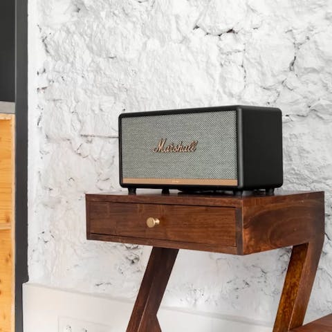 Wake up with coffee and music on the home's speakers