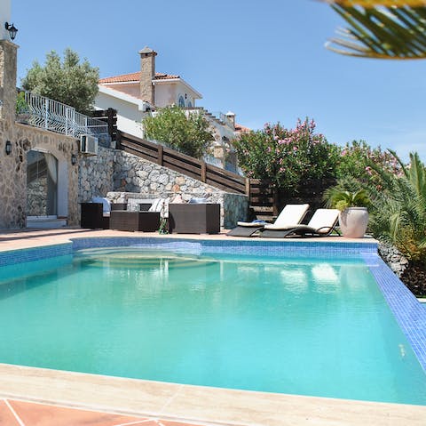 Make a splash in the swimming pool boasting gorgeous sea views