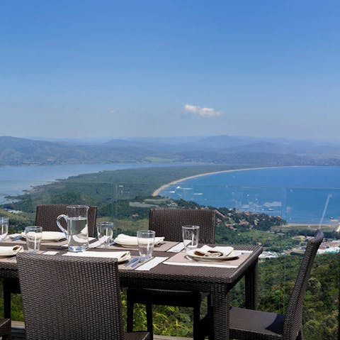 Dine alfresco and admire stunning sea views